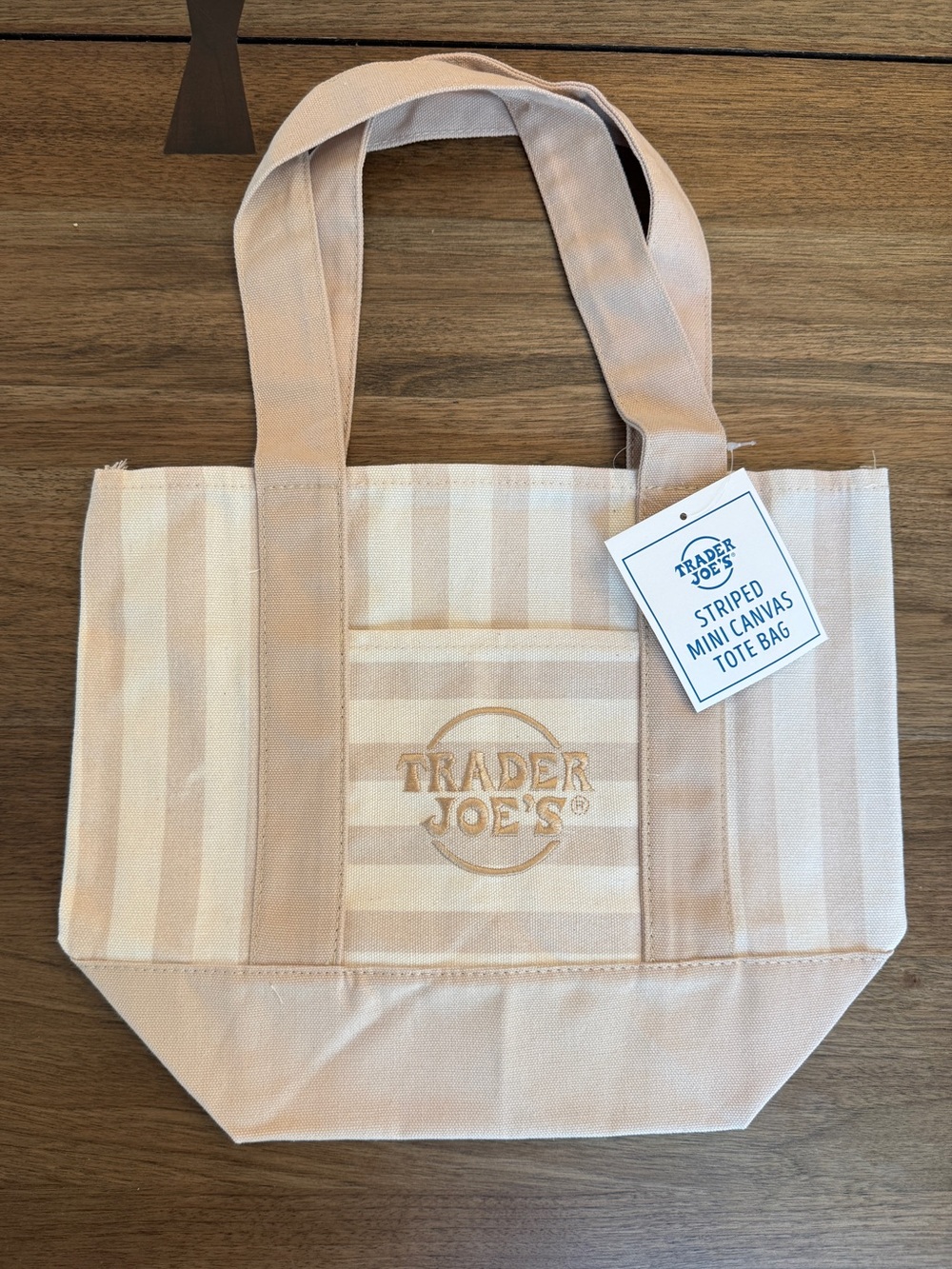 Trader Joe's Pink Striped Canvas Tote